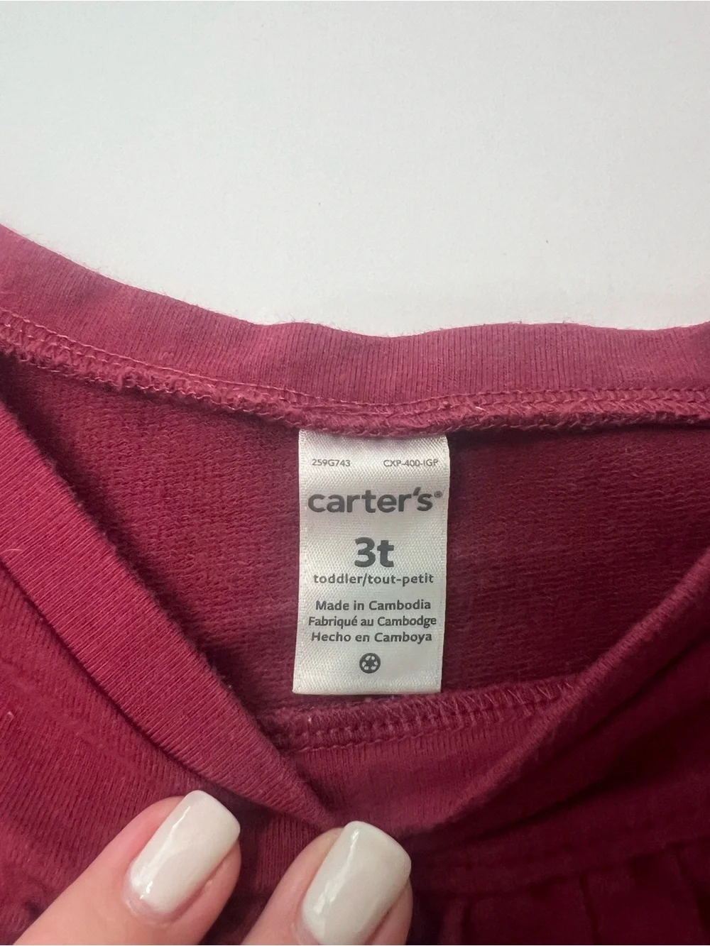 Girls Carter's 3T Long-Sleeve Ruffle Top - Burgundy